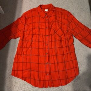 a new day Red Box Plaid Button Down Shirt Flannel Long Sleeve Windowpane